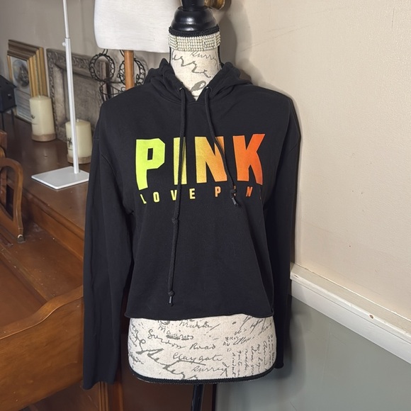 Victoria's Secret Pink Hoodie Cropped Open Back Sweatshirt - Picture 2 of 3